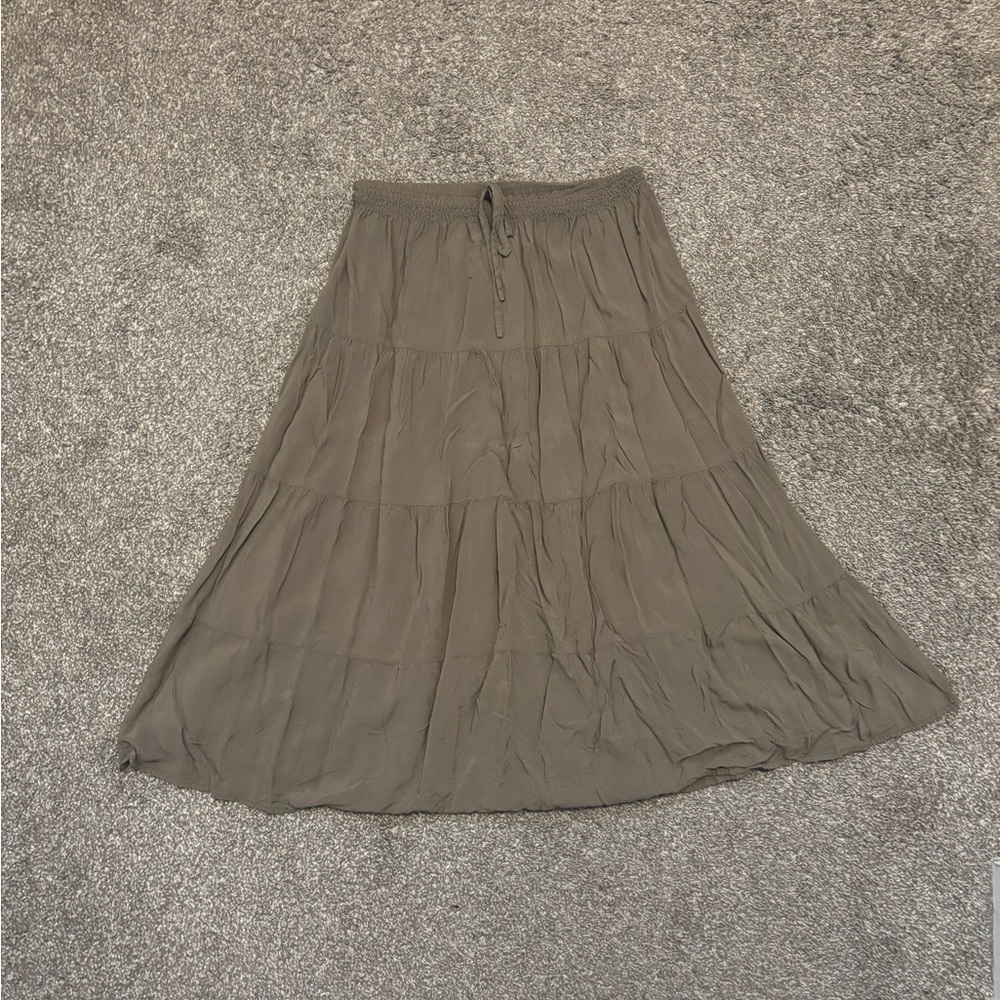 Olive A-Line Tiered Skirt